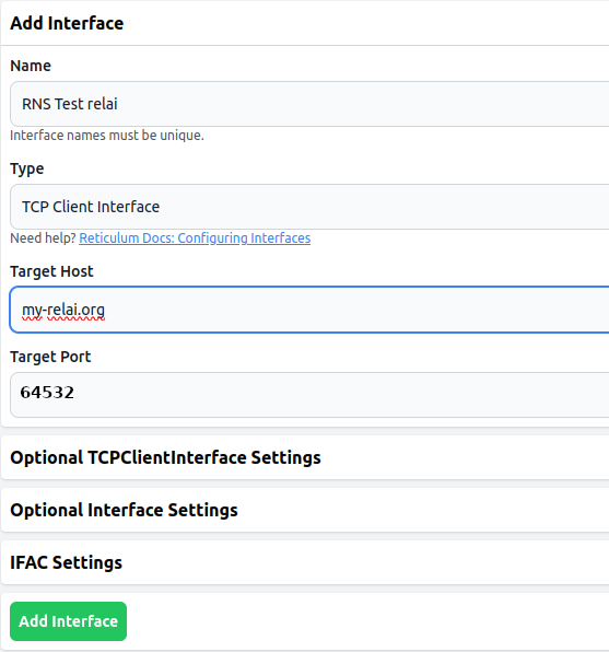 Interface client